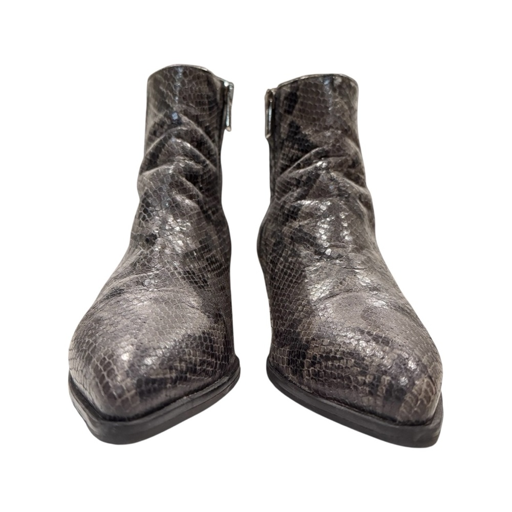 275 Central Snakeskin Ankle Booties Point Toe Women’s size 38 Grey Black - Picture 7 of 9
